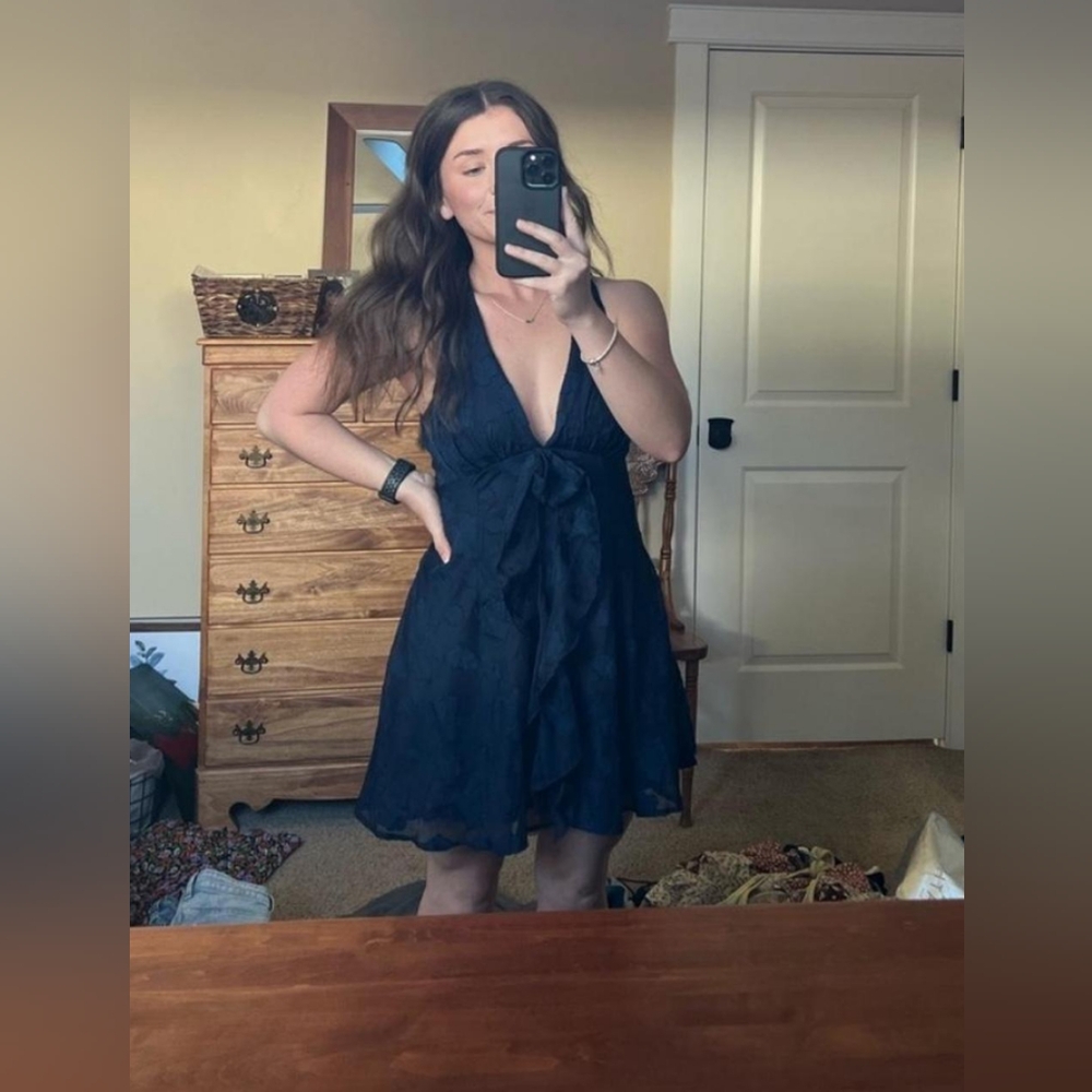 Hello Molly Blue Halter Sundress Cocktail